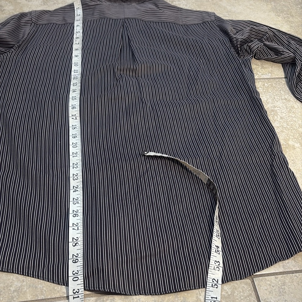 Murano Men's Striped Button Down Shirt - Blue, Red, Black - Picture 10 of 15